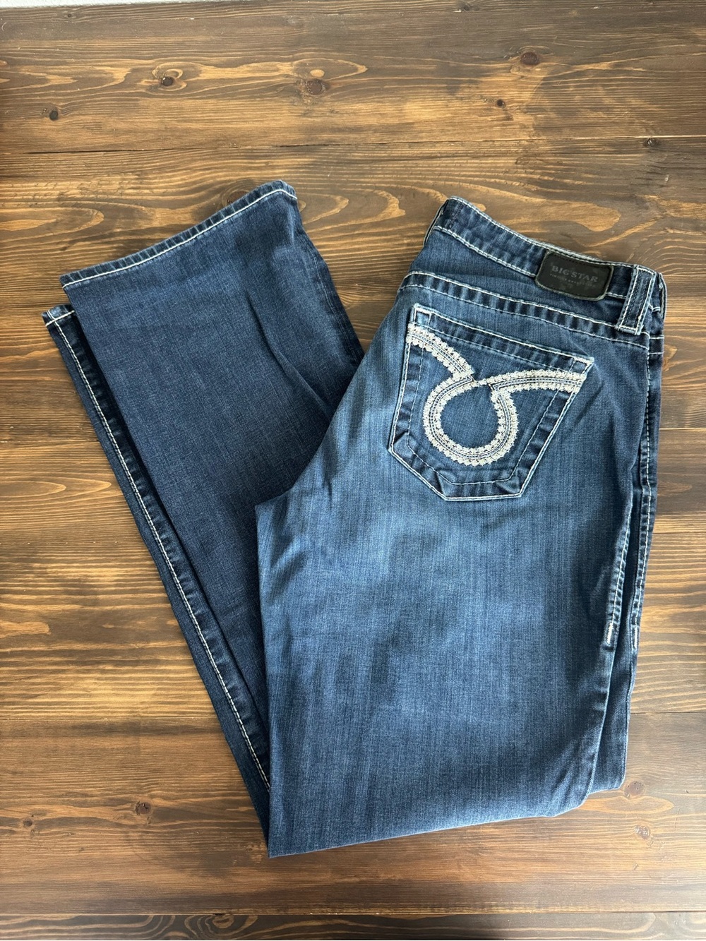 Big Star Dark Blue Flare Jeans with Embroidered Pockets